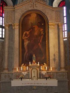Katolička crkva Svetog Ivana Krstitelja u Ečki - oltarska slika Krštenje Sv...