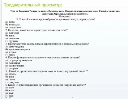 Тест по туловищу