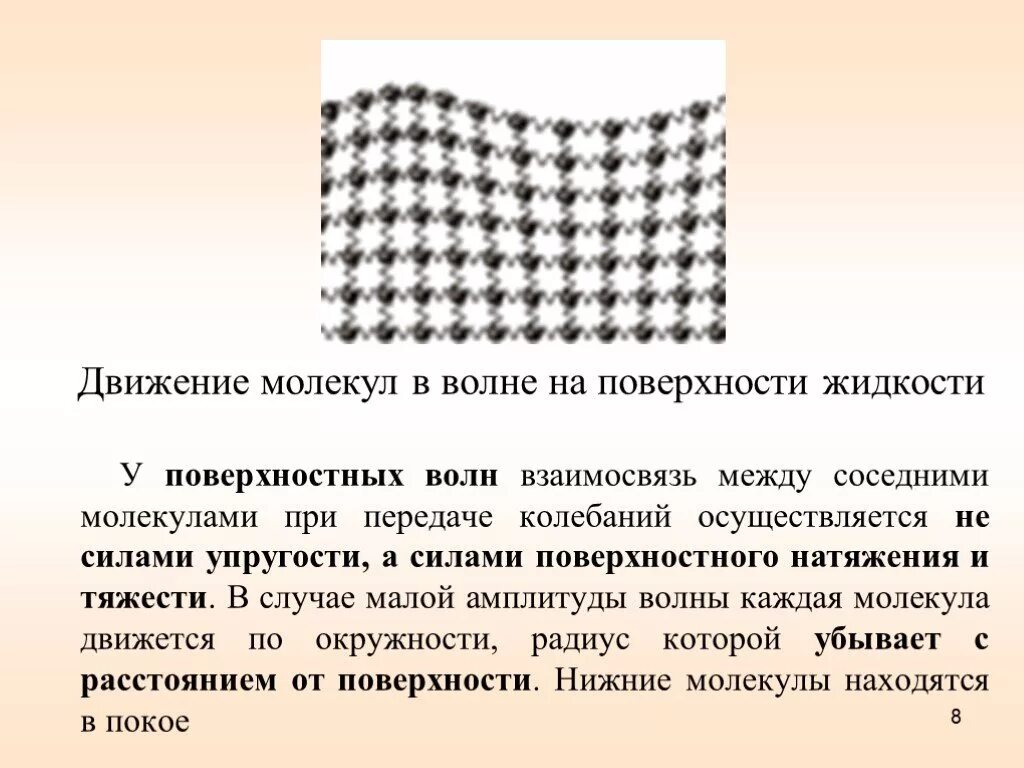 Движение волн. Движение молекул жидкости. Движение молекул жидкости в волне. Молекулы на поверхности жидкости. Движение частиц воды в волне.