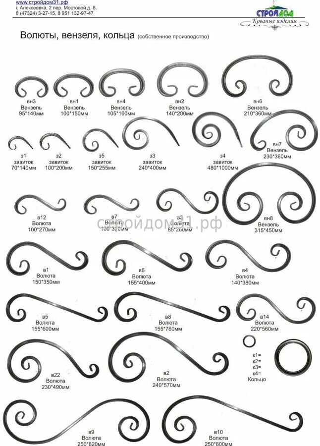 валюта из профильной трубы. вензеля размеры. волюта т15-225х95х60 мм. вензеля на забор с пиками. 16/6.