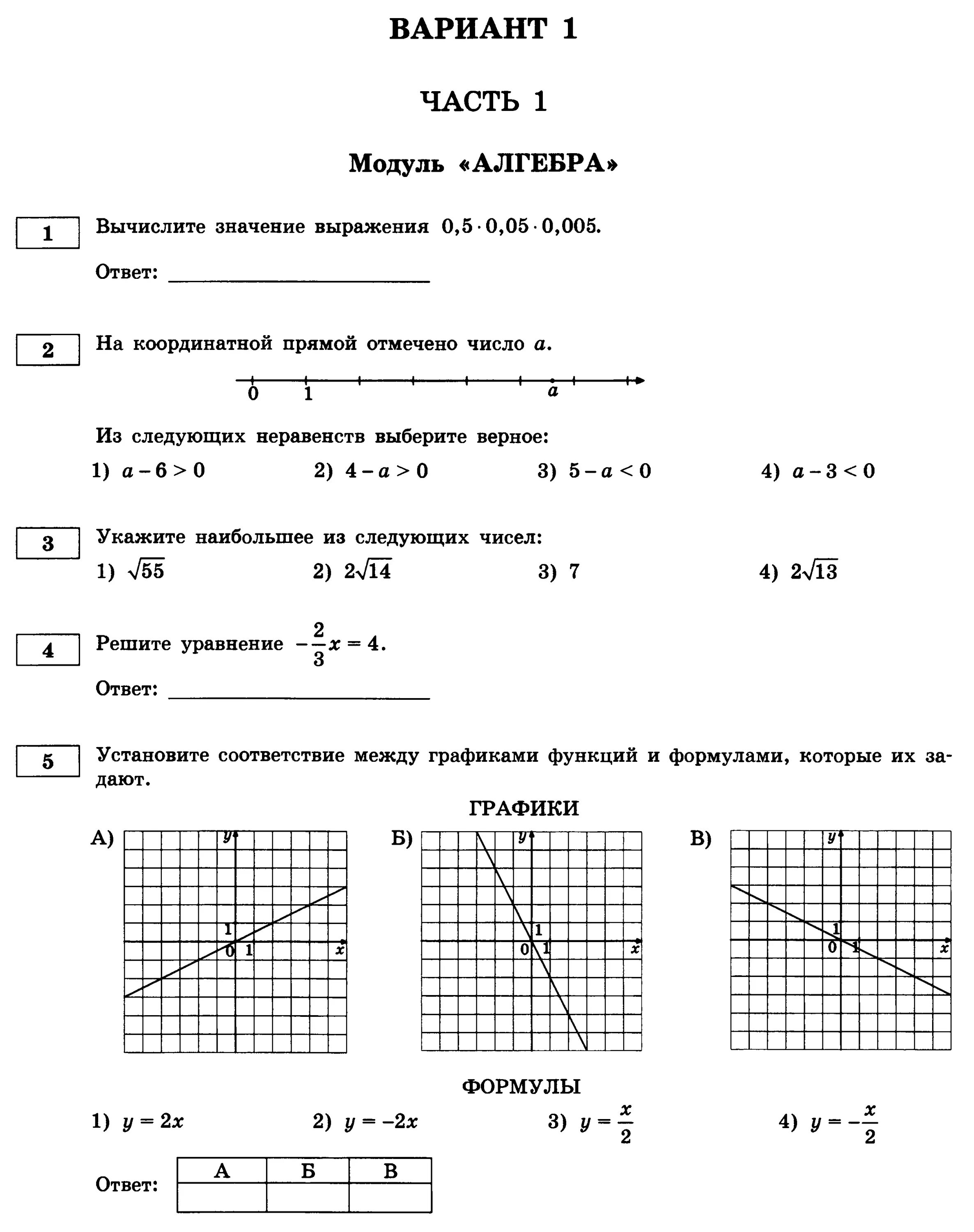 Вариант 4 часть 1 алгебра