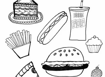Раскраска вредная еда для детей