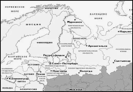 Карта европейского Северо Западного района России. Европейскому северу и Северо-западному экономическому району.
