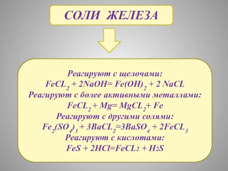 Соли реагируют с. Щелочи реагируют с. Соли реагируют с щелочами. Растворимые соли железа.