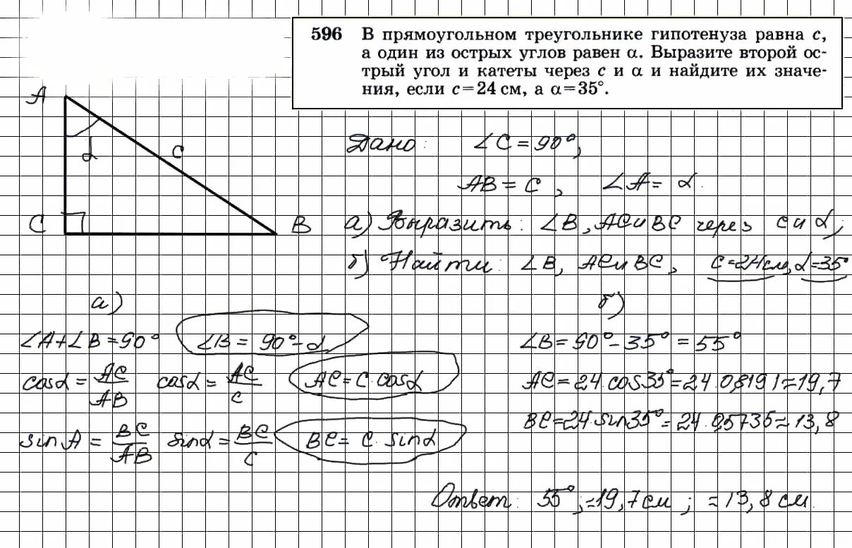 Геометрия 9 класс номер 596