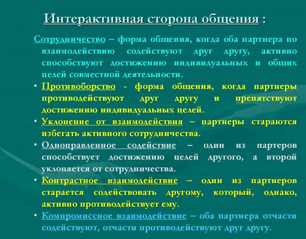 Организация взаимодействия между людьми сторона общения