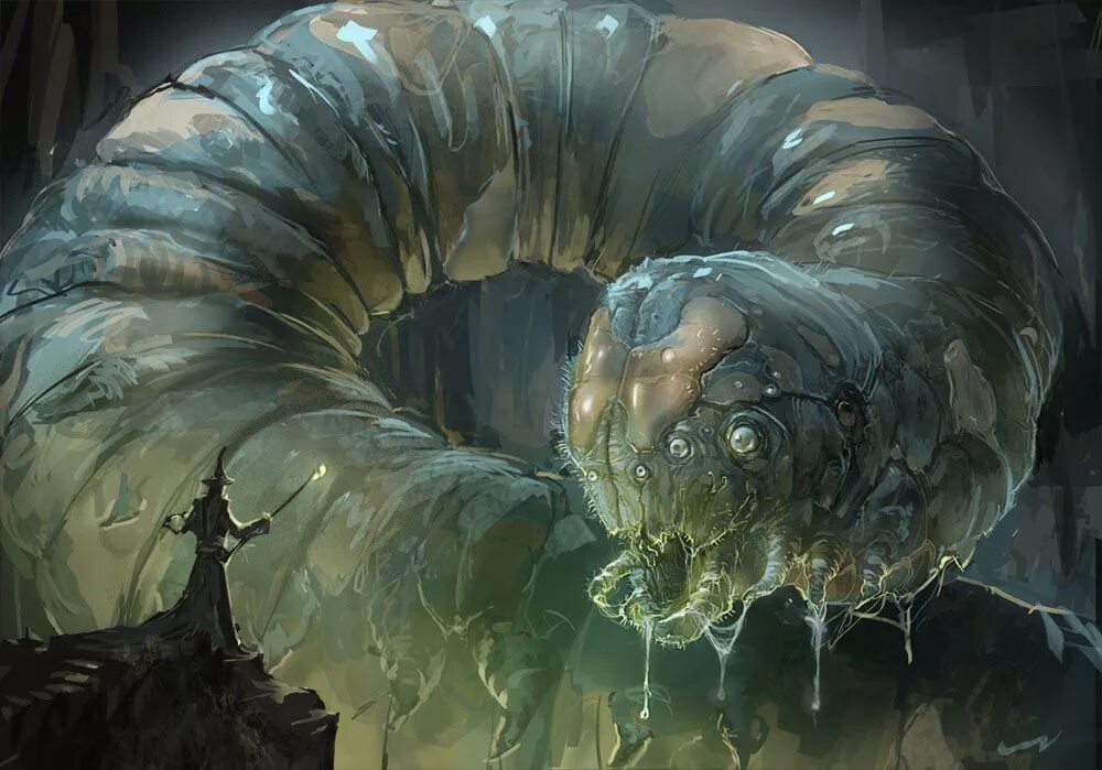 Червь гигант монстр дюна. Эль гюсано. Многоножка гигант монстр. Монстр червяк. Дивинити демон арт.