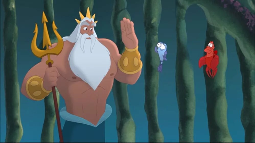 царь тритон из русалочки. царь тритон на троне. нептун отец ариэль. царь тритон из русалочки. тритон папа русалочки.