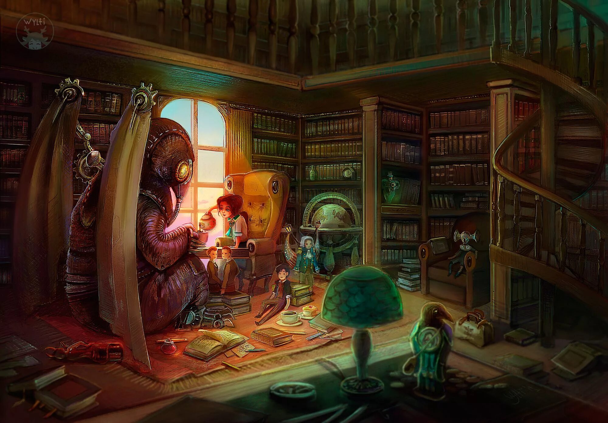 Fantasy worlds электронная библиотека. Сказочная комната. Сказочная библиотека. Библиотека арт. Библиотека фэнтези.
