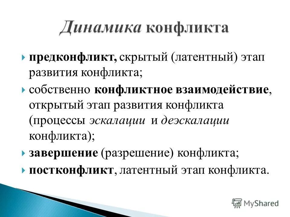 Динамика конфликта. Динамика протекания конфликта. Динамический анализ конфликта. Структура конфликта. Что означает слово деэскалация