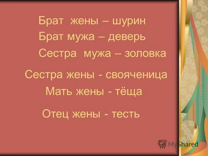 Кем приходится жена брата