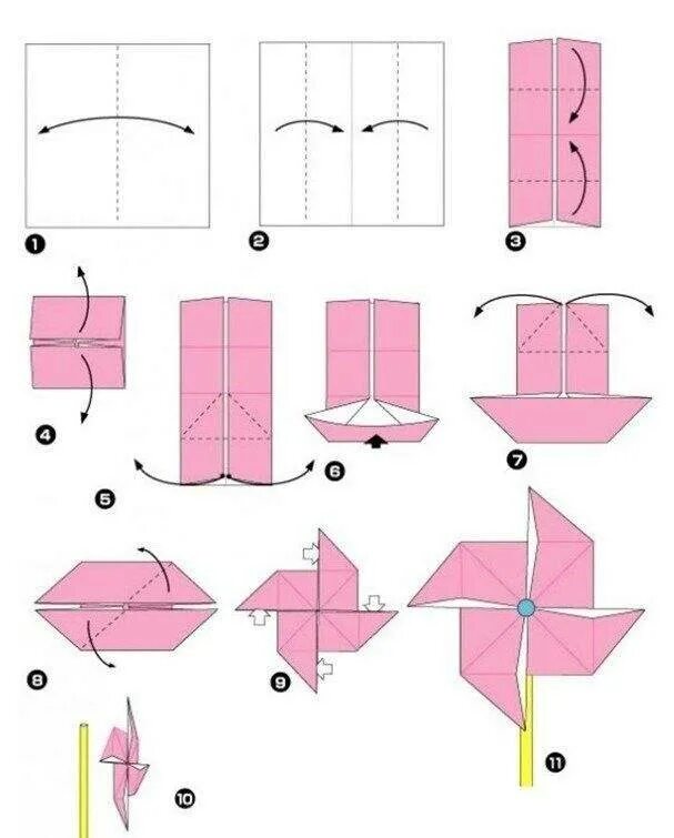 Как собирать оригами. Оригами из бумаги вертушка схема. Оригами простая вертушка схема для детей. Оригами из бумаги для начинающих ветряная мельница. Оригами с детьми 5 лет вертушка.