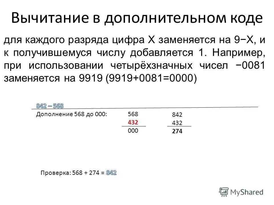 1 в дополнительном коде. Вычитание в дополнительном коде. Доп код вычитание. Алгебраическое вычитание в дополнительном коде.