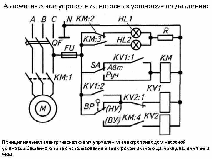 Электрическая схема управления водоподъёмной установки. Принципиальная электрическая схема водоподъемной установки. Принципиальная электрическая схема насосной установки. Схема управления электроприводом насосной установки.