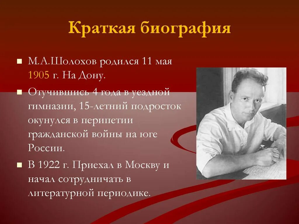 Шолохов краткая биография и творчество. Шолохов 1922.