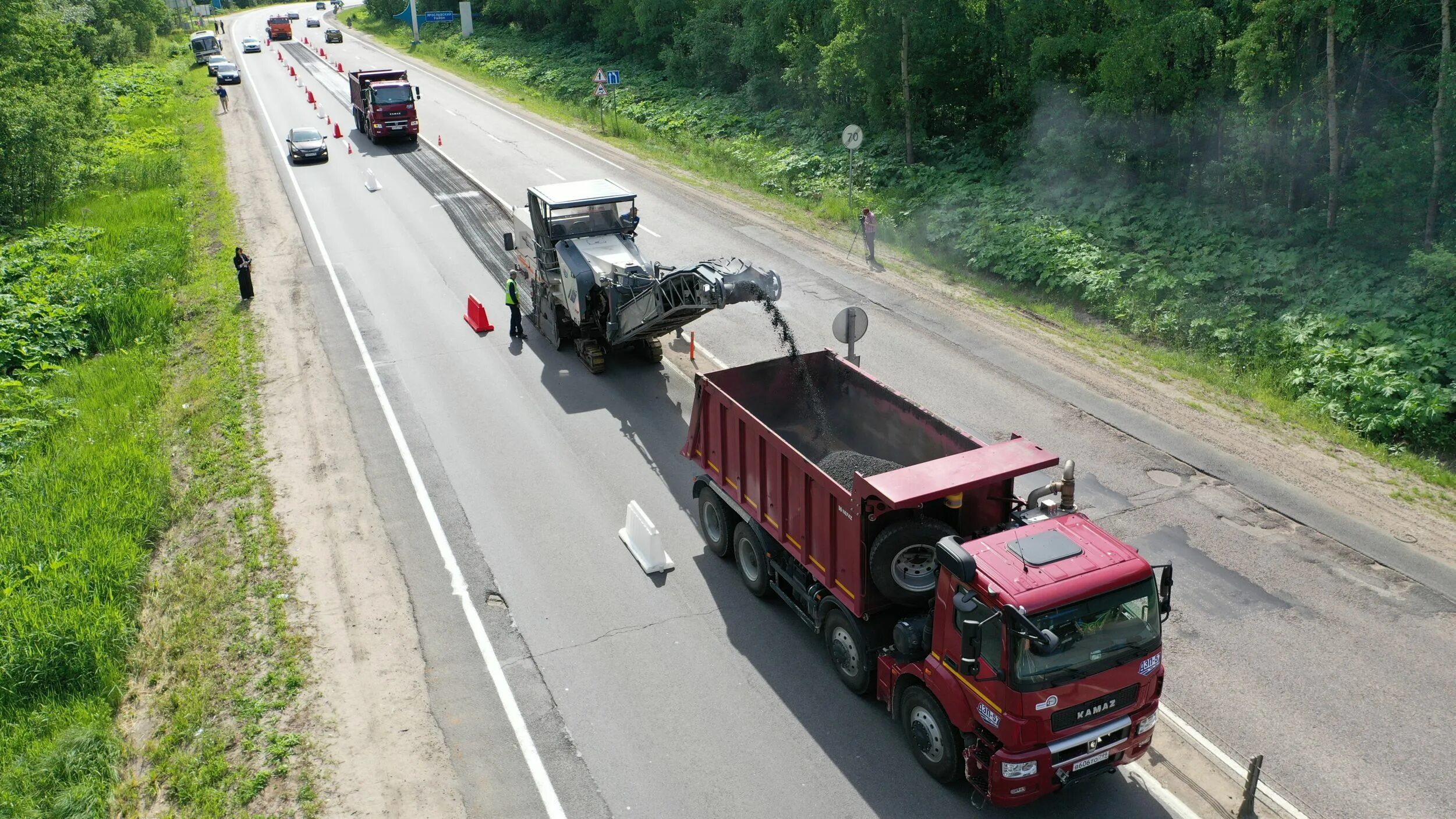 Дэп 57 Ярославль. Фрезерование дорожного покрытия. Автодорога Рыбинск. Трасса Ярославль Тутаев.