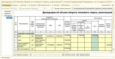 Алкогольная декларация за 3 квартал