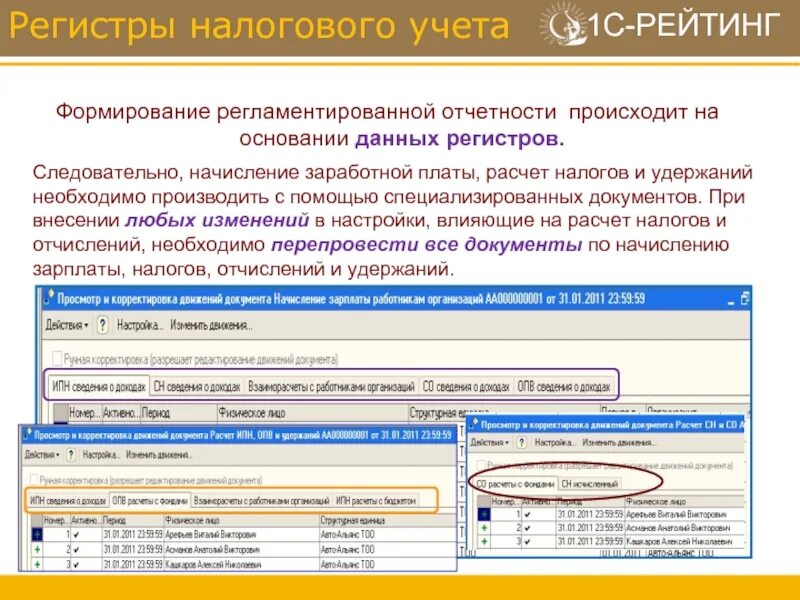 Регистр учитывается. Регистр начисления заработной платы. Регистры налогового учета. Учетные регистры в 1с. Регистры по начислению заработной платы.