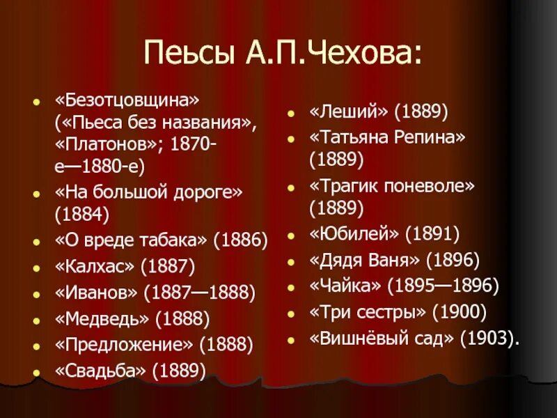 Отметьте названия произведений. Безотцовщина Чехов обложка. Название пьес. Пьесы Чехова.