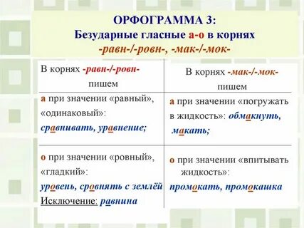 Чередование мак мок равн ровн
