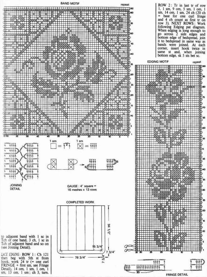 Крючком схемы и описание филейное Croche Crochet edging, Crochet borders, Filet crochet
