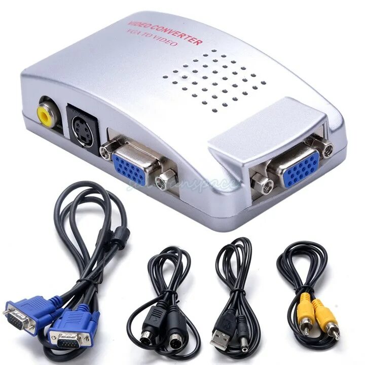 Конвертер для тв. Переходник-конвертер VGA-av. Конвертер VGA to RCA av TV S-Video Signal Converter Adapter Switch Box. VGA to av RCA + S-Video. Переходник av тюльпан VGA.