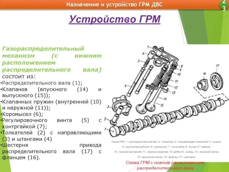 Общее устройство грм двигателя. Устройство грм с нижним расположением распределительного вала. грм уаз с нижним расположением распредвалов. схема грм с нижним расположением распределительного вала. конструкция грм с нижним расположением распределительного вала.