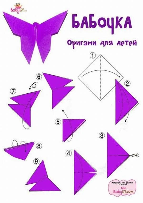 Оригами для детей. Оригами бабочка для детей. Оригами простые схемы для детей. Оригами бабочка для дошкольников.