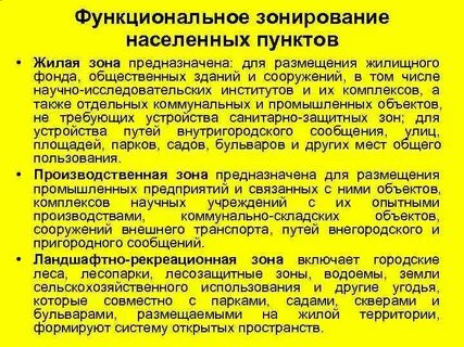 Зоны населенных мест