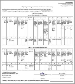 Журнал выставленных счетов фактур в 1с 8.3
