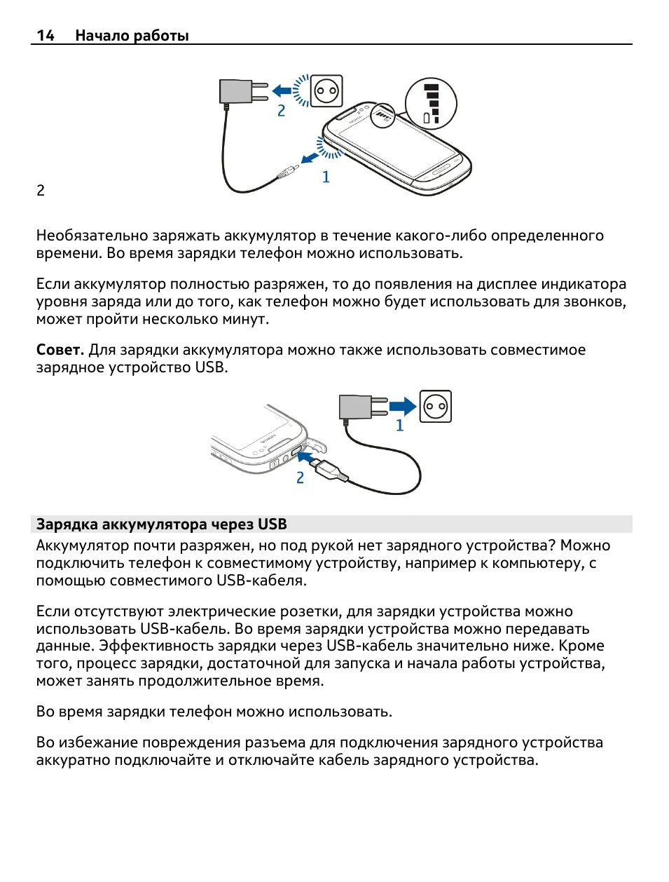 Инструкция зарядки телефона