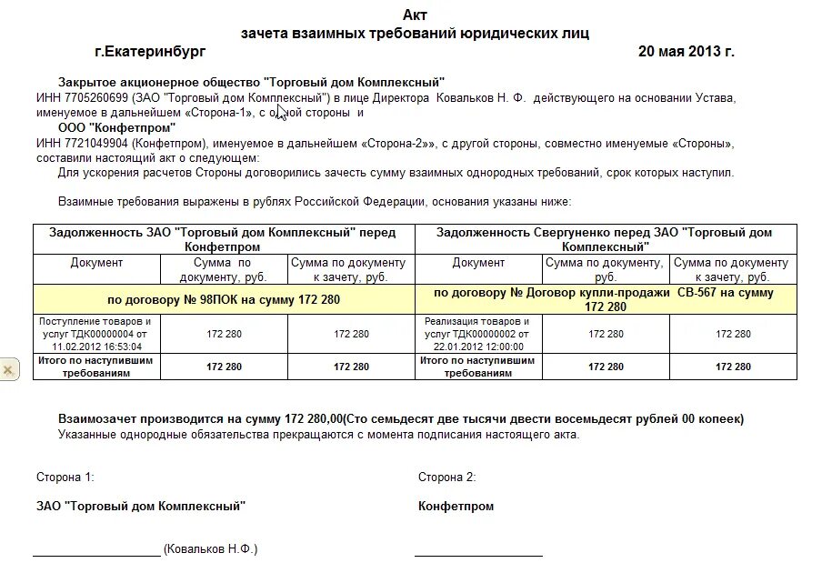 Акт о взаимозачете между юридическими лицами образец. Акт соглашение о зачете взаимных требований образец. Акты о зачете взаимных требований (взаимозачет). Взаимозачет в акте сверки образец. В счет уплаты долга