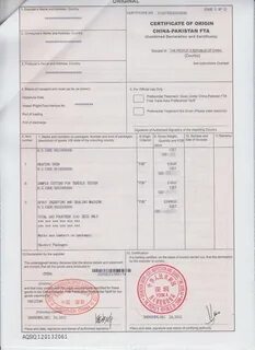 Certificate of origin