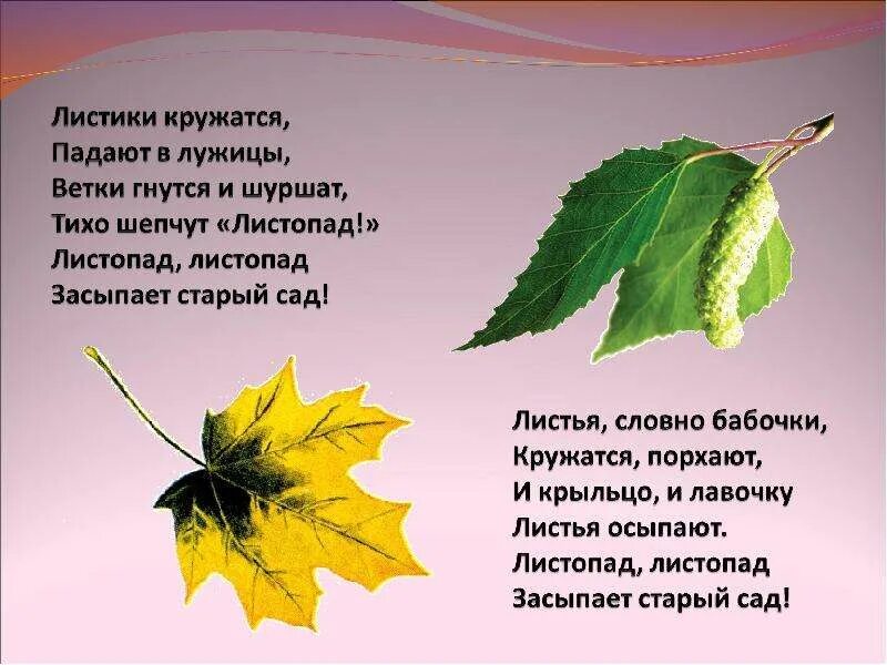Осенний листок текст