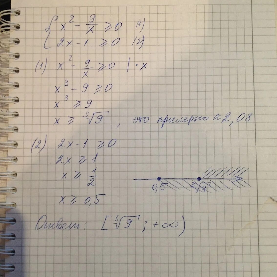 0x=9. X<7 6-X<0 система. X2-9=0. {X^2 > -9}X 2 >−9..