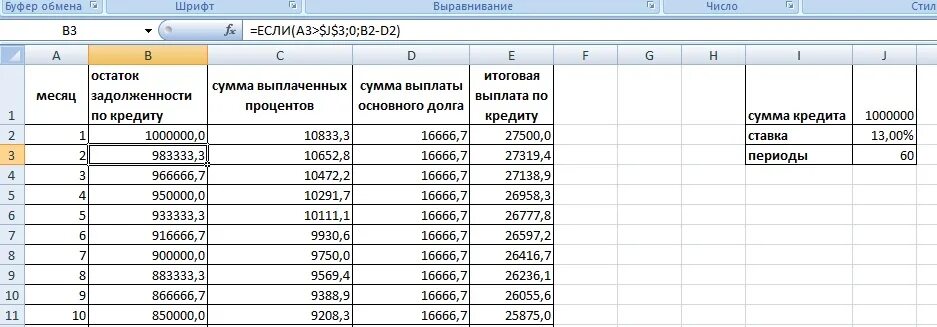 Таблица долгов и кредитов