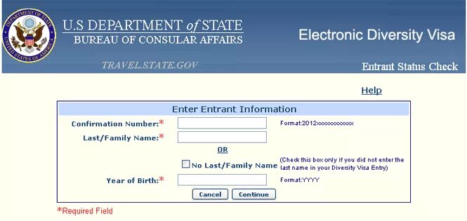 Last/Family name в Грин карте. Electronic diversity visa program. U.S. Department of State. Https state gov
