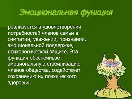 К эмоциональным функциям семьи относятся