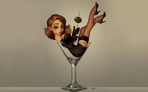 Скачать обои девушка в бокале мартини, the girl in the martini glass разреш...