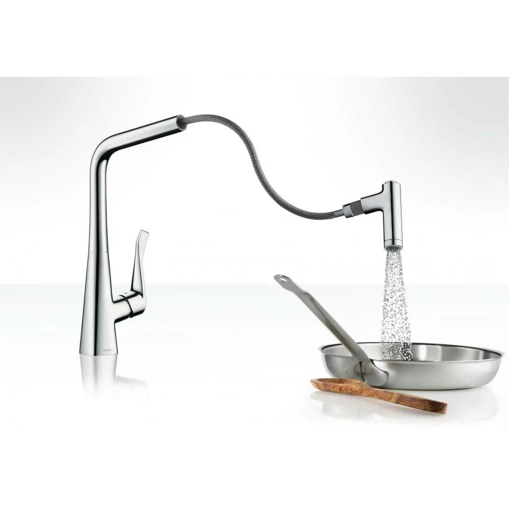 Кухонные смесители с душем. Hansgrohe metris 14820800. Смеситель для кухни (мойки) Hansgrohe metris 14820000. Смеситель с выдвижной лейкой Hansgrohe. Смеситель для кухни (мойки) Hansgrohe metris 14820800 однорычажный нерж.сталь.