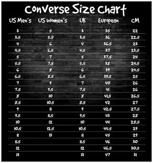 Converse размерная сетка