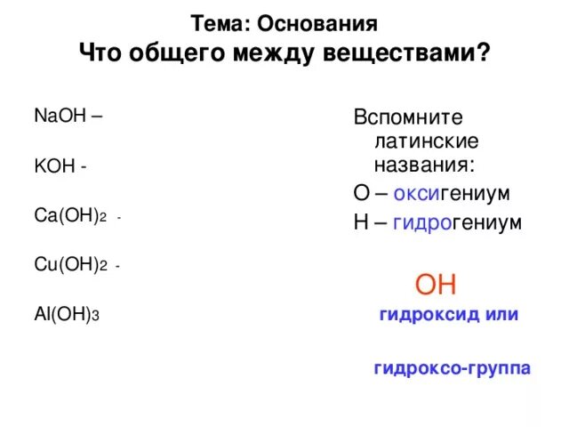 Дать название веществам cu oh 2