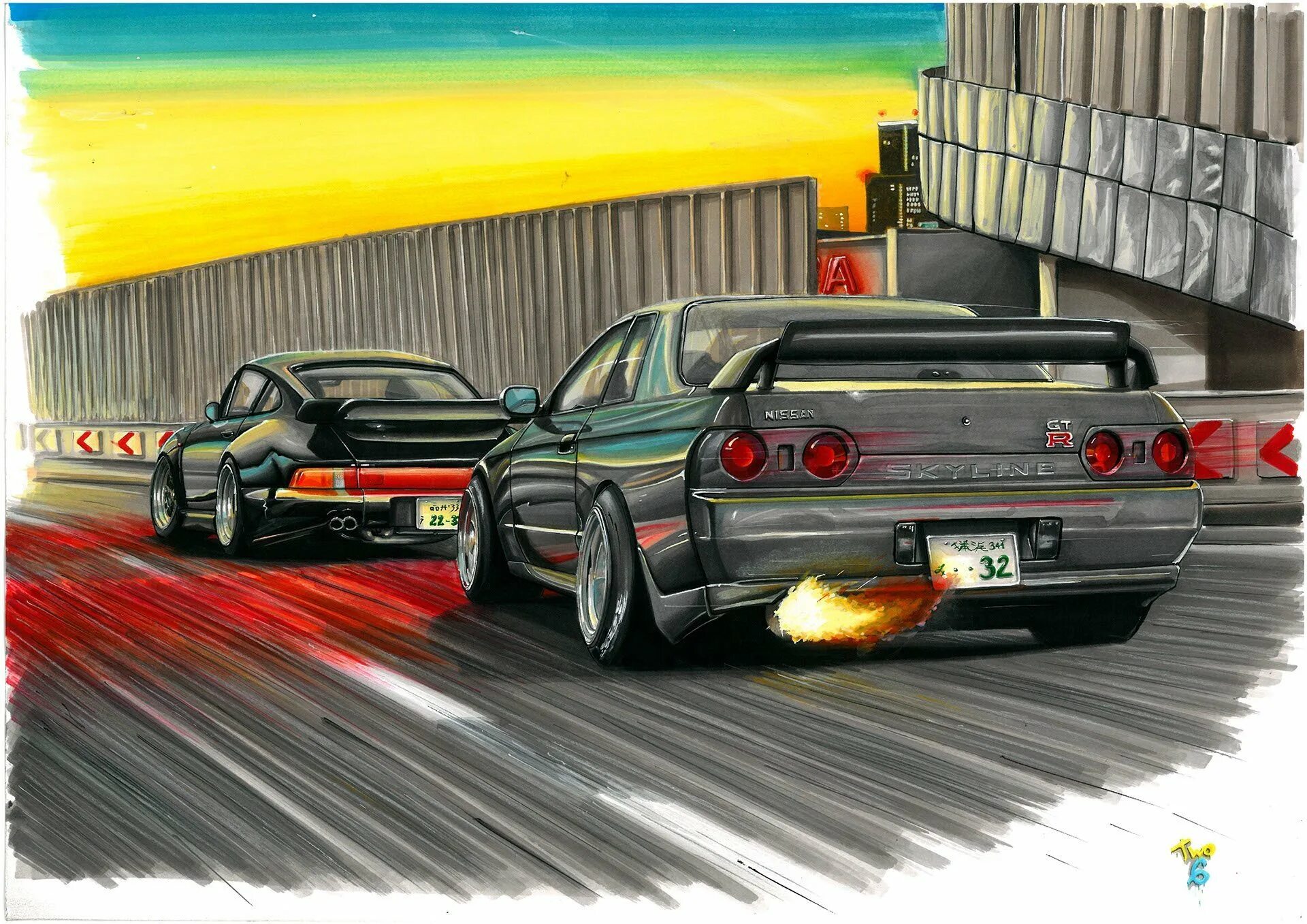 Тачки арты. Nissan Skyline GTR r32 Art. Nissan Skyline GTR r32 Wangan. Nissan Skyline r32 gt-r Art. Nissan Skyline r32 арт.