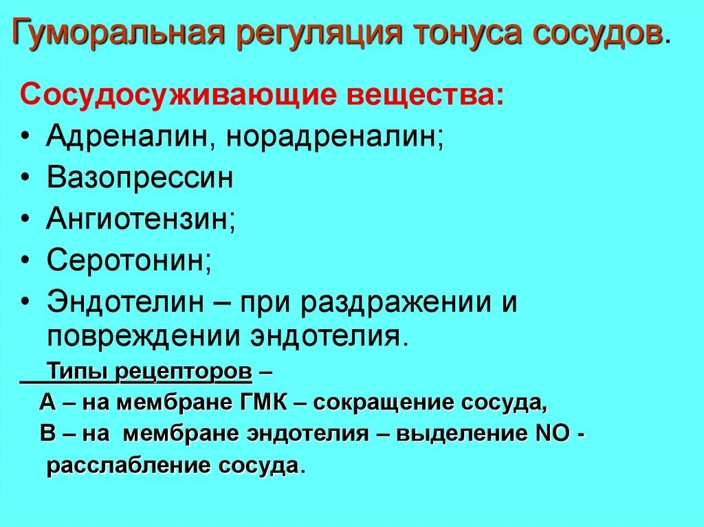 Изменение тонуса сосудов