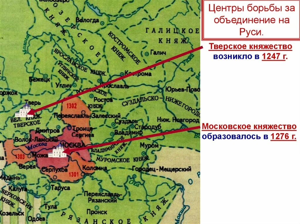 Борьба москвы и твери год. Московское и Тверское княжество 14 век карта. Тверское княжество в 14 веке карта. Борьба Тверского и Московского княжеств карта. Тверское княжество 15 век.