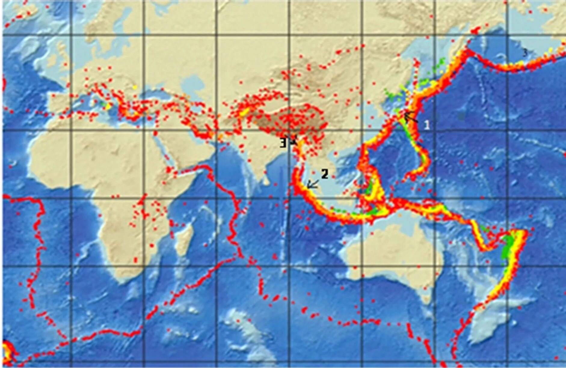 Землетрясение карта землетрясений реальном. Карта землетрясений. Зоны землетрясений на карте.