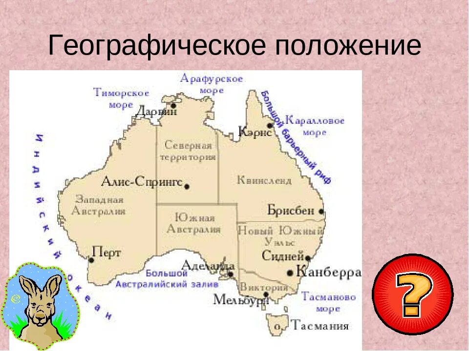 Географическое положение Австралии. Объекты Австралии. Положение Австралии. Географическое положение Австралии на контурной карте.