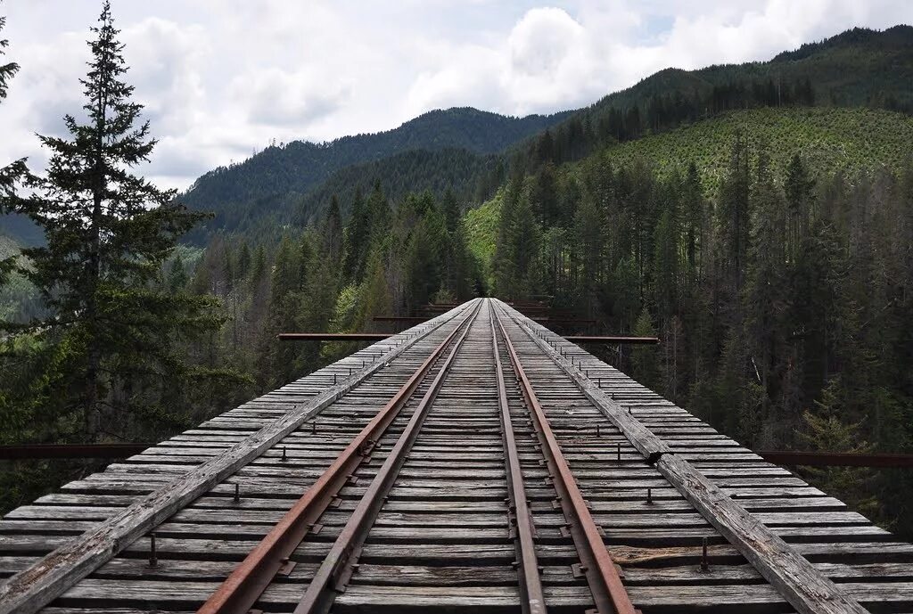 Заброшенный мост в штате Вашингтон. Vance Creek Bridge. Заброшенные ЖД пути в США. Заброшенный Железнодорожный мост.