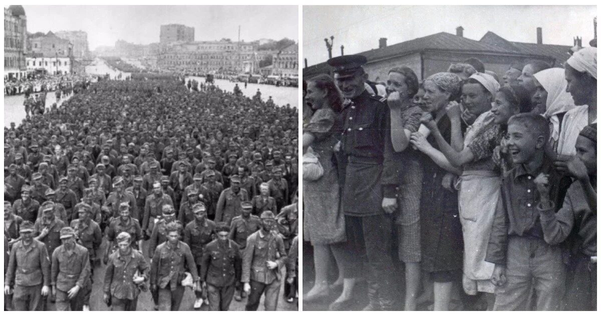 Фашисты были в москве. Парад побежденных 17 июля 1944 года. Парад военнопленных в Москве 1944. Парад пленных немцев в Москве 1944. Пленные немцы в Москве 1944.