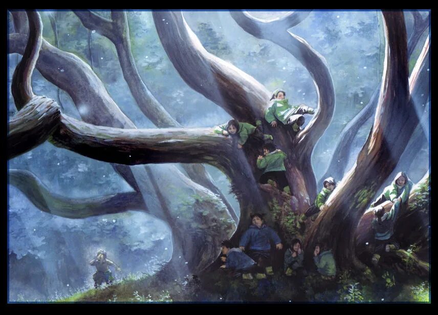 By a tree